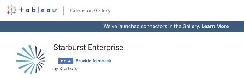 Starburst Enterprise Connector in the Tableau Extension