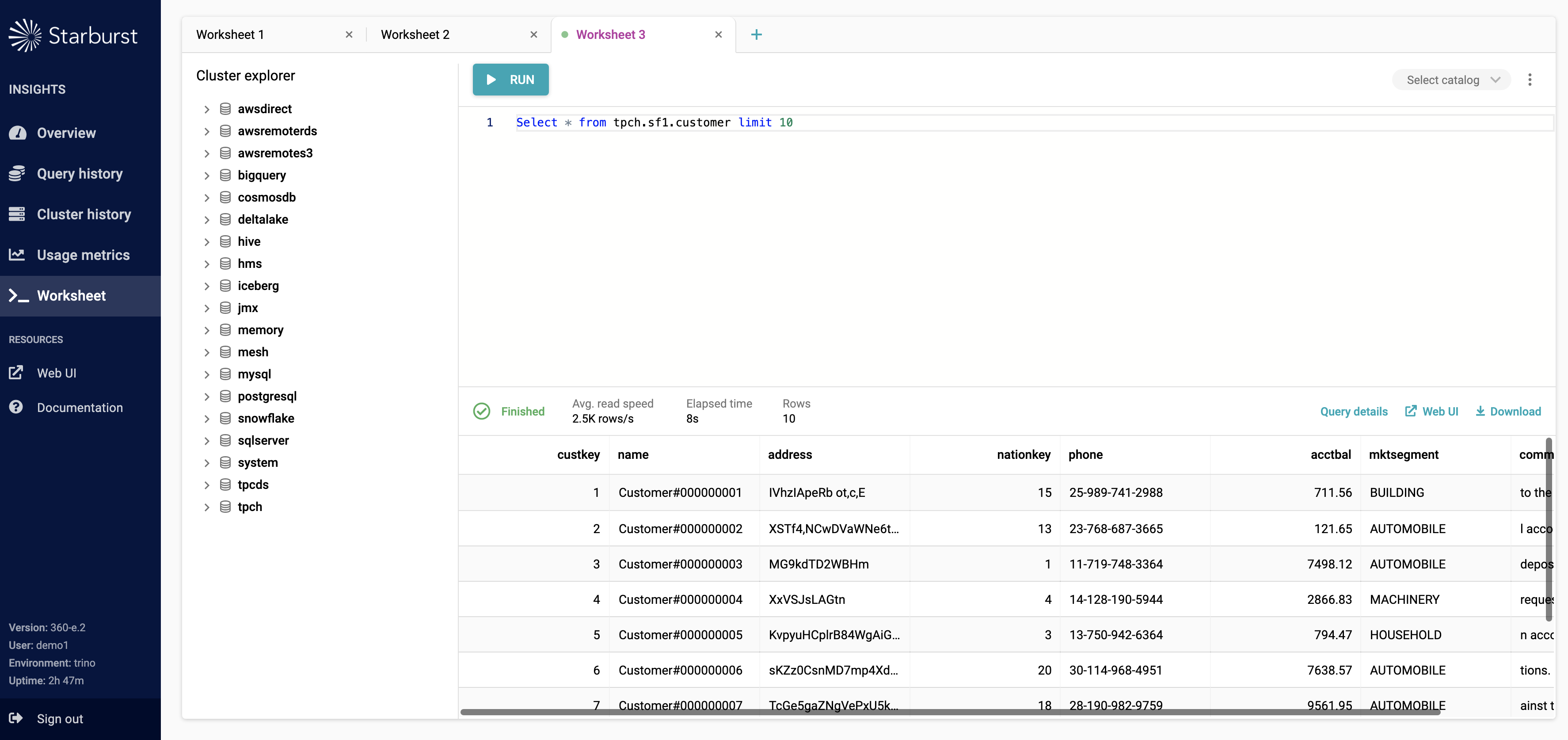 Multiple tab support and additional usage metrics for Starburst Insights