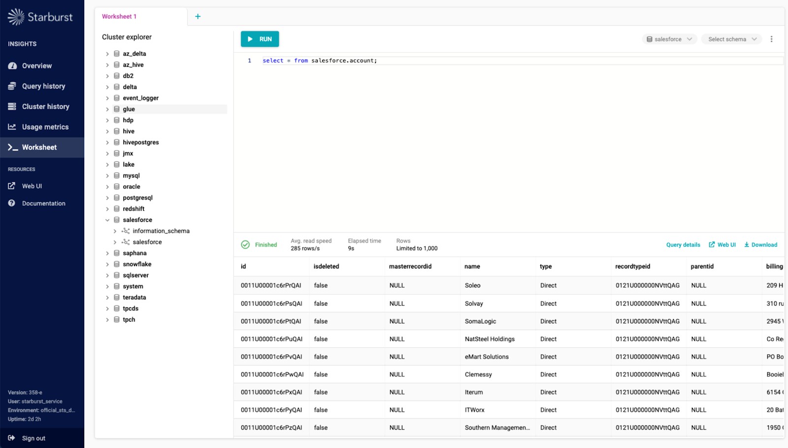 Starburst Salesforce Connector