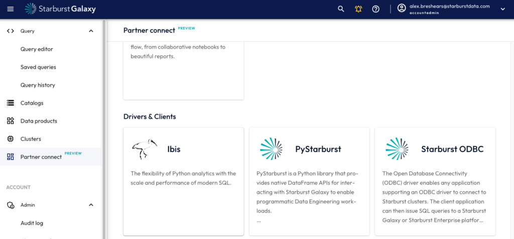 Python DataFrames in Starburst Galaxy