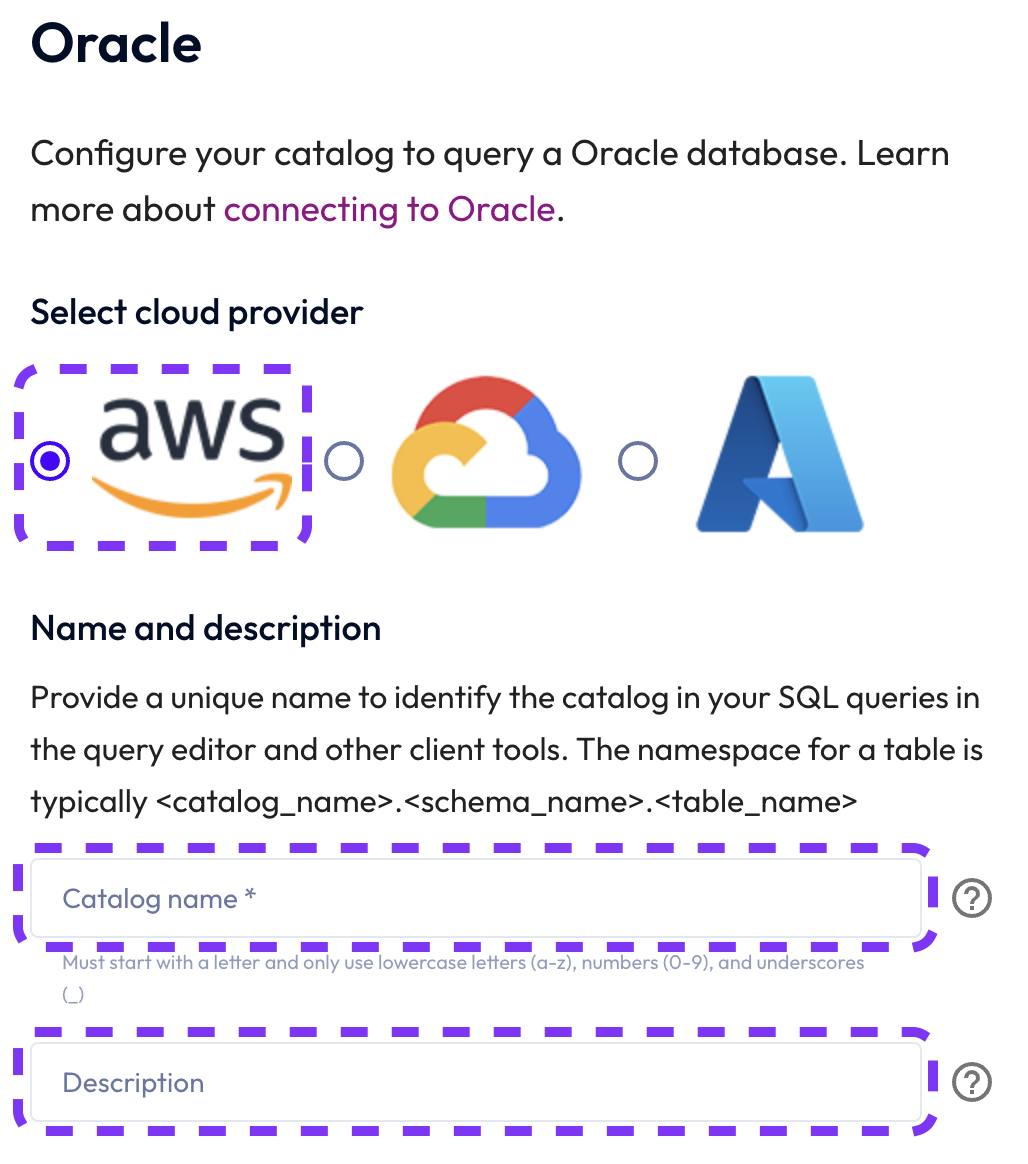 Configure an Oracle catalog Starburst